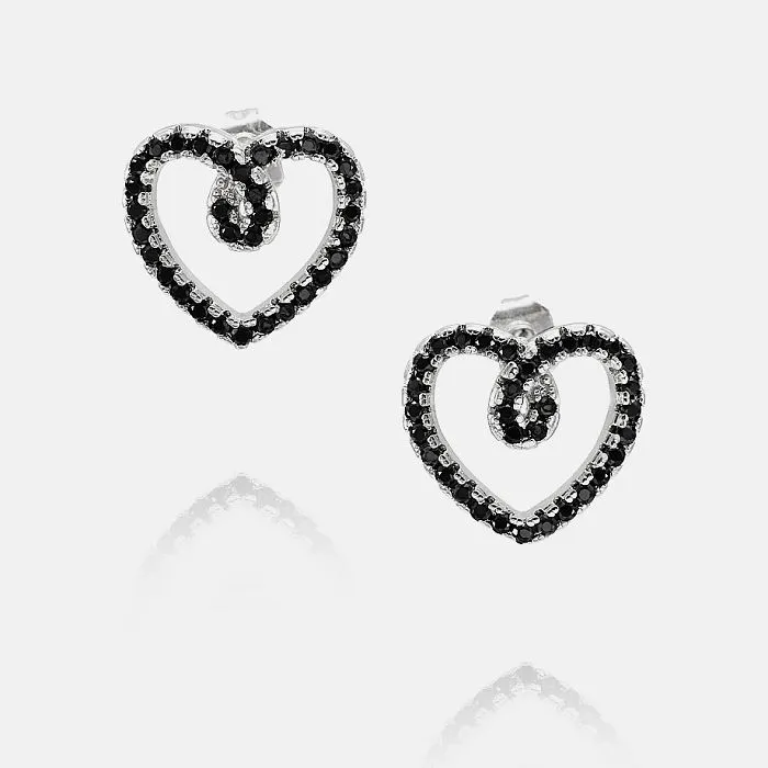 Schwarzer Zirkon-Herz-Ohrring