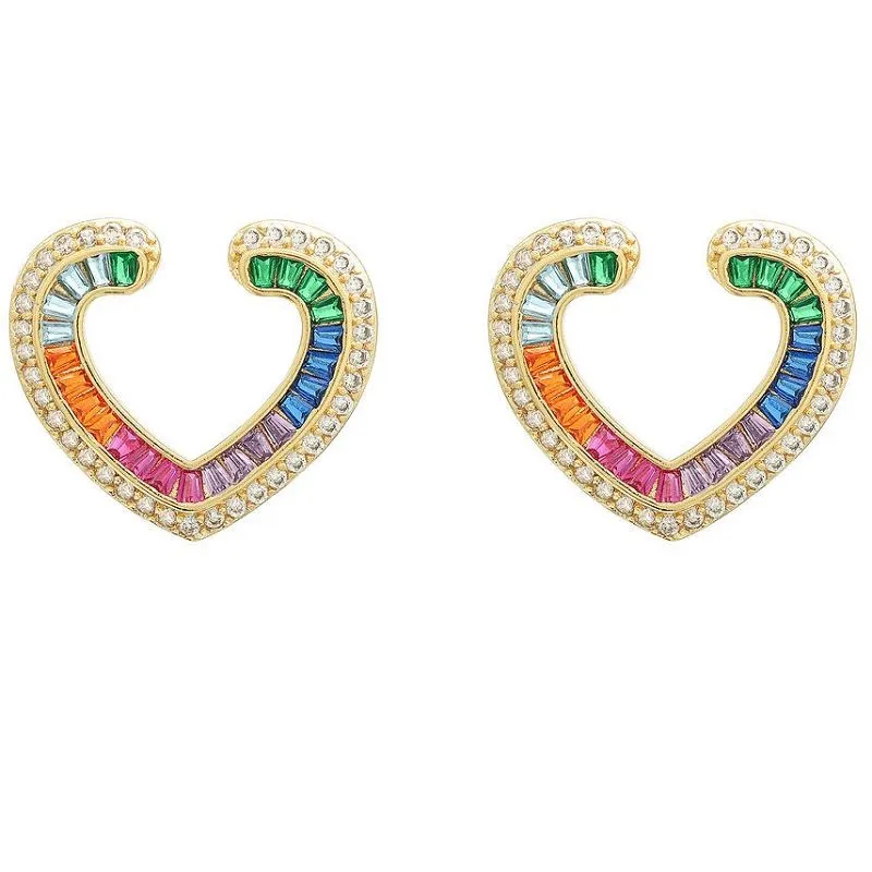 Farbiger Zirkon-Herz-Ohrstecker