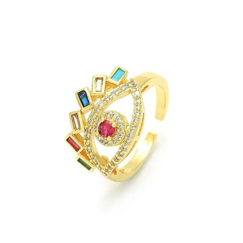 Vergoldeter Evil Eye Ring verstellbar