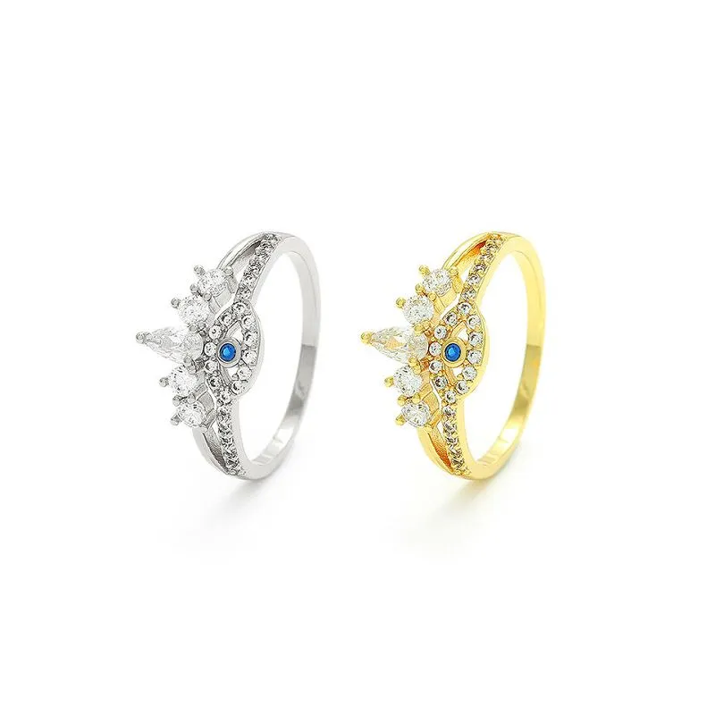 Vergoldeter Silberring mit bösem Blick