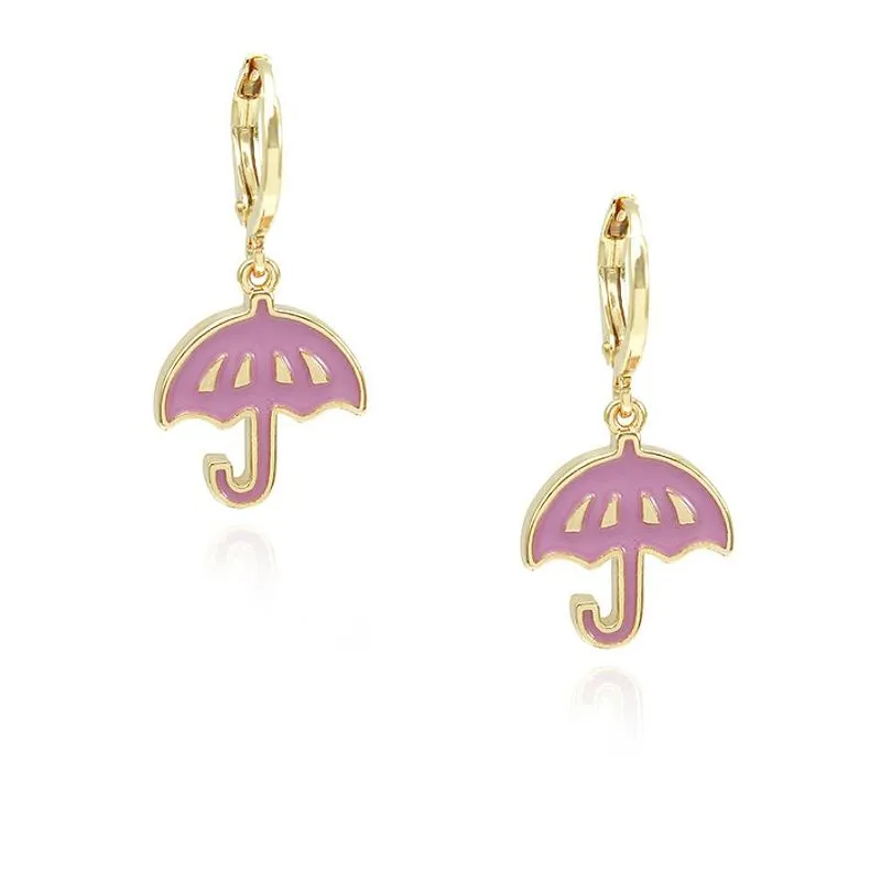 Rosa Regenschirm-Emaille-Ohrring