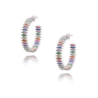 Bunter Creolen-Ohrring für Damen