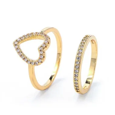 Herz-Cz-Ring-Set für Damen