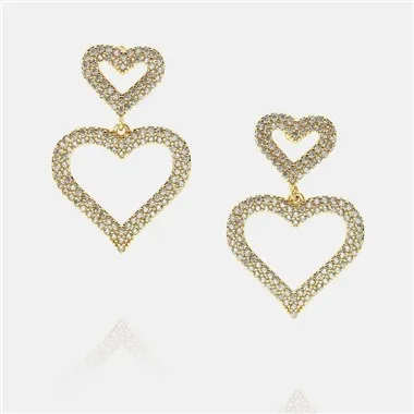 Luxuriöser Herz-Ohrring mit tropfenförmigem Pavé-CZ