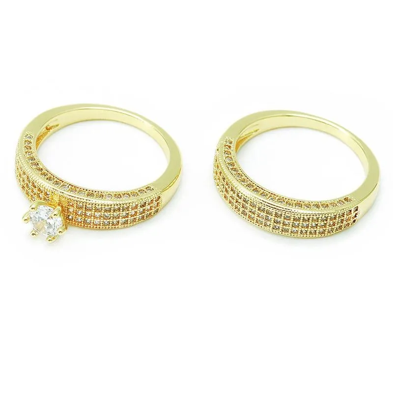 Einzigartiges vergoldetes Brautring-Set