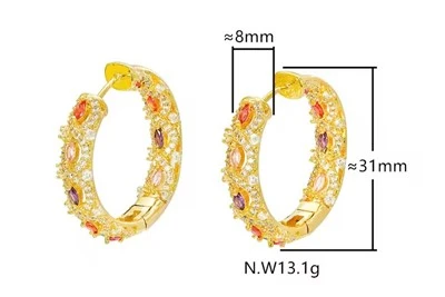 Trendy Gold Plated CZ Hoop Earrings